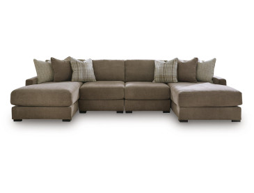 Camellia-Court 4-Piece Double Chaise Sectional - Coffee