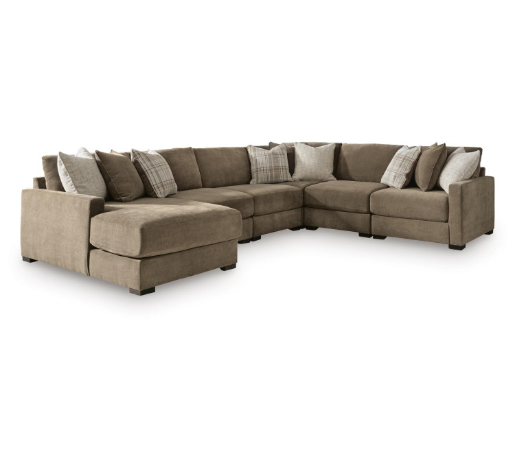 Camellia-Court 6-Piece Sectional with Chaise - Coffee
