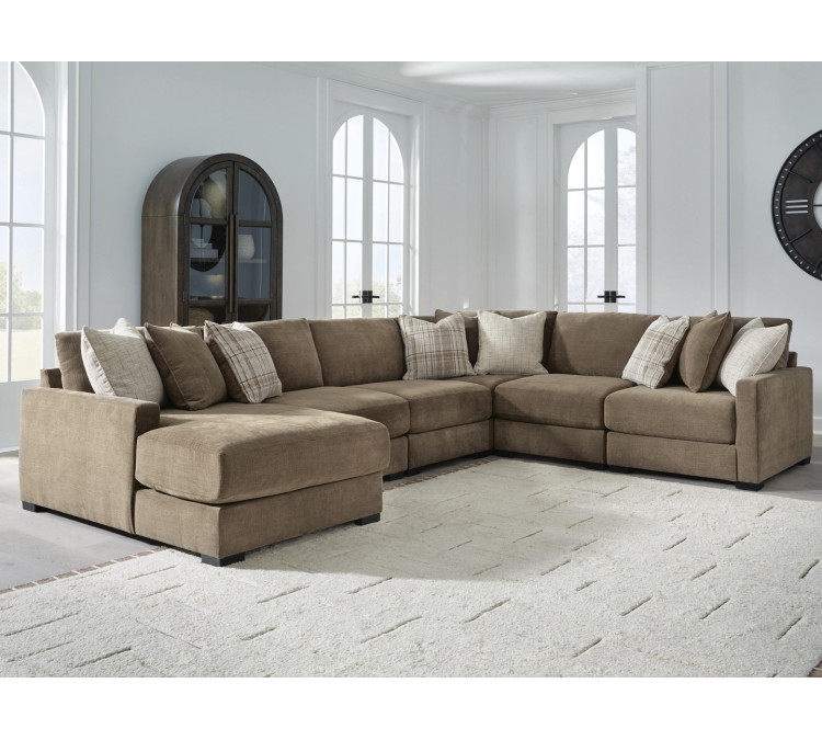 Camellia-Court 6-Piece Sectional with Chaise - Coffee