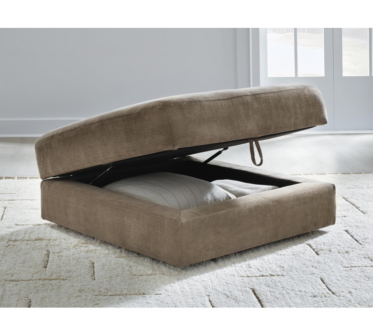 Camellia-Court Ottoman With Storage - Coffee
