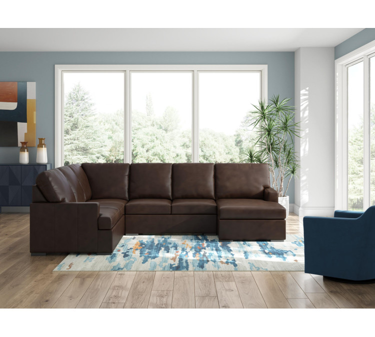 Modern Day 3-Piece Sectional with Chaise - Coffee