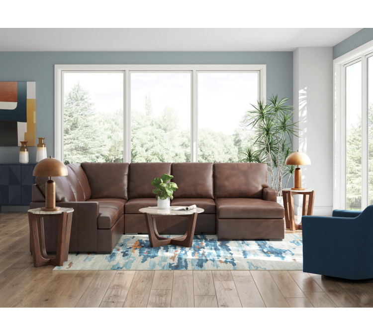 Modern Day 3-Piece Sectional with Chaise - Coffee
