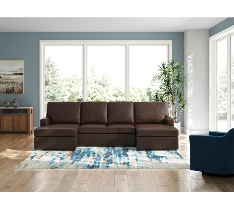 Modern Day 3-Piece Sectional with Double Chaise - Coffee