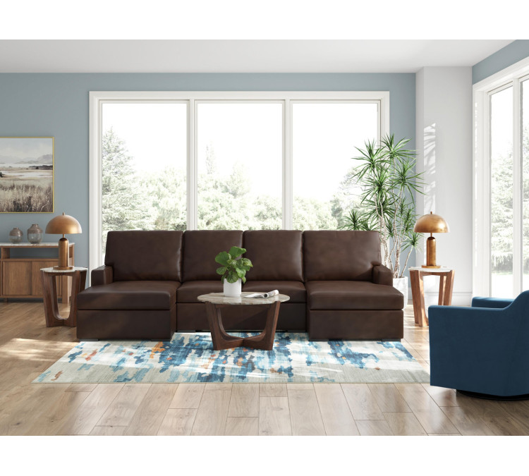 Modern Day 3-Piece Sectional with Double Chaise - Coffee