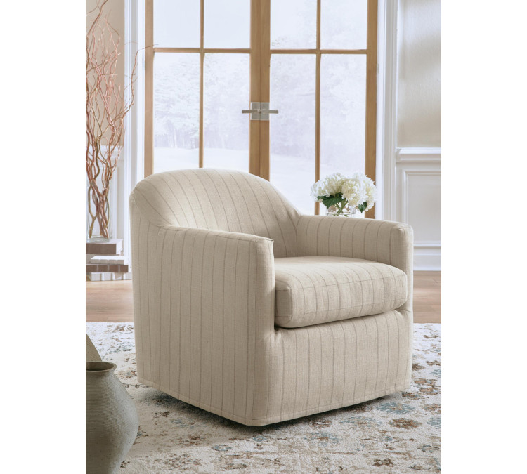 Valwick Swivel Accent Chair - Cream/Brown