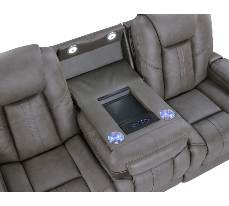 Daniel Triple Power Home Theater Immersive Entertainment Reclining Set, Leather