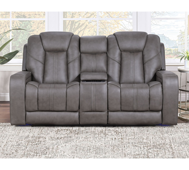 Daniel Triple Power Home Theater Immersive Entertainment Reclining Set, Leather