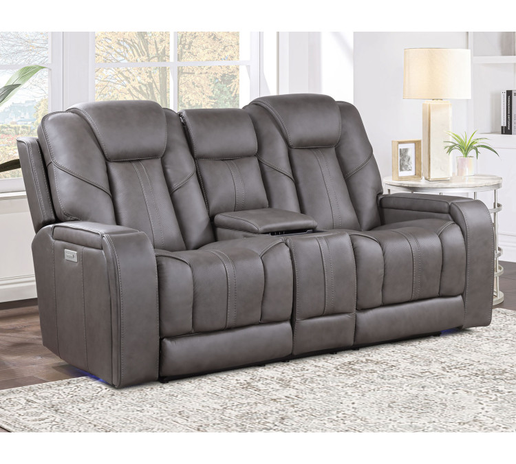 Daniel Triple Power Home Theater Immersive Entertainment Reclining Set, Leather