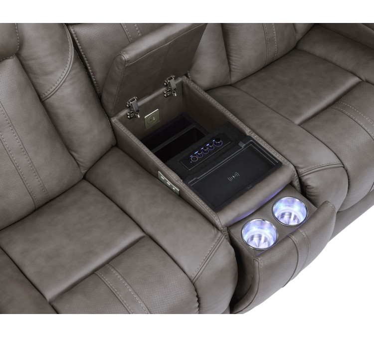Daniel Triple Power Home Theater Immersive Entertainment Reclining Set, Leather