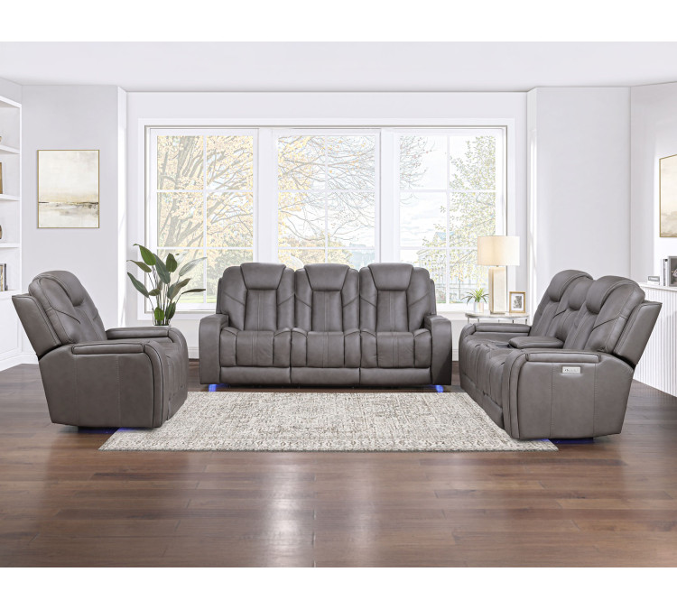 Daniel Triple Power Home Theater Immersive Entertainment Reclining Set, Leather
