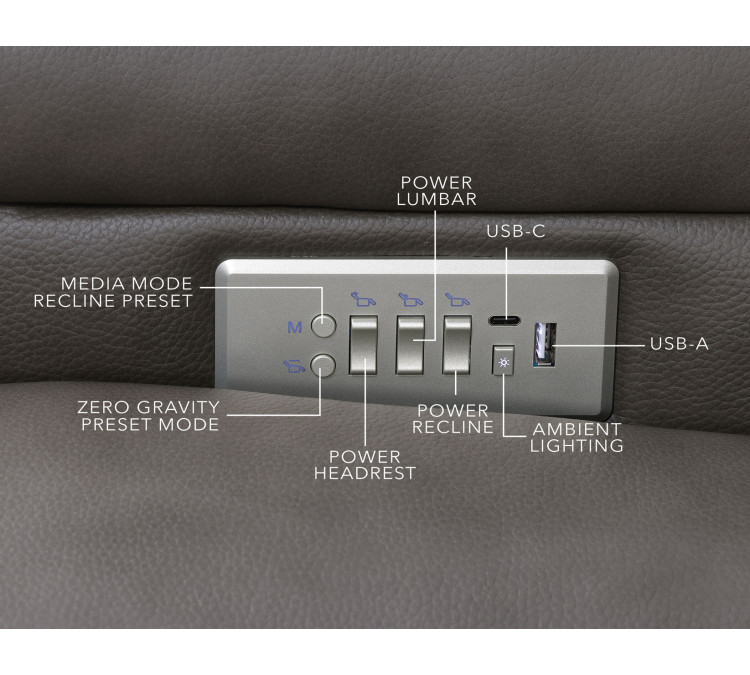 Daniel Triple Power Home Theater Immersive Entertainment Reclining Set, Leather