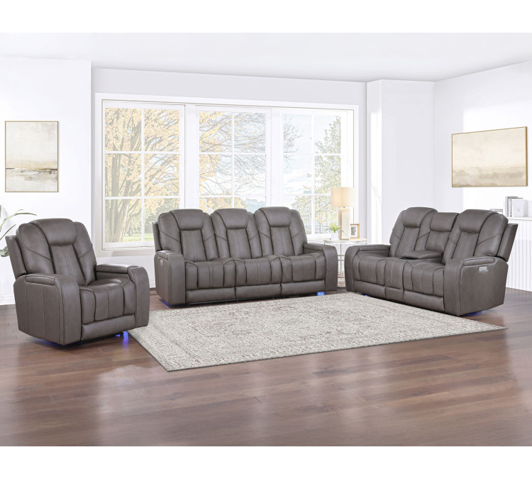 Daniel Triple Power Home Theater Immersive Entertainment Reclining Set, Leather