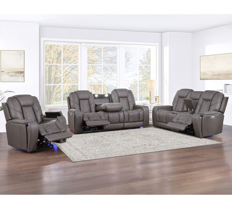 Daniel Triple Power Home Theater Immersive Entertainment Reclining Set, Leather