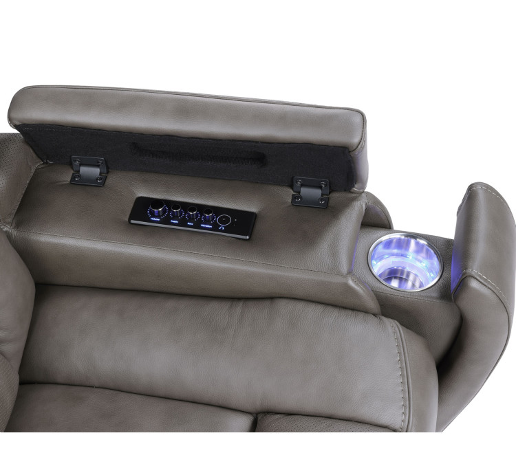 Daniel Triple Power Home Theater Immersive Entertainment Reclining Set, Leather