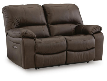 Leesworth Power Reclining Loveseat - Dark Brown