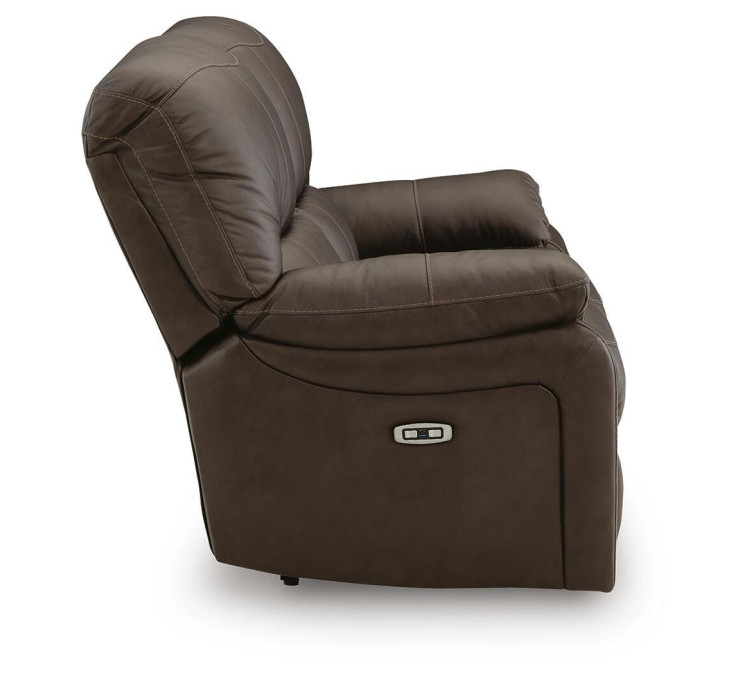 Leesworth Power Reclining Loveseat - Dark Brown