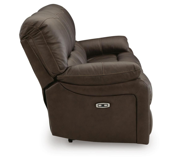 Leesworth Power Reclining Sofa - Dark Brown