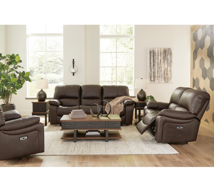 Leesworth Sofa, Loveseat and Recliner - Dark Brown