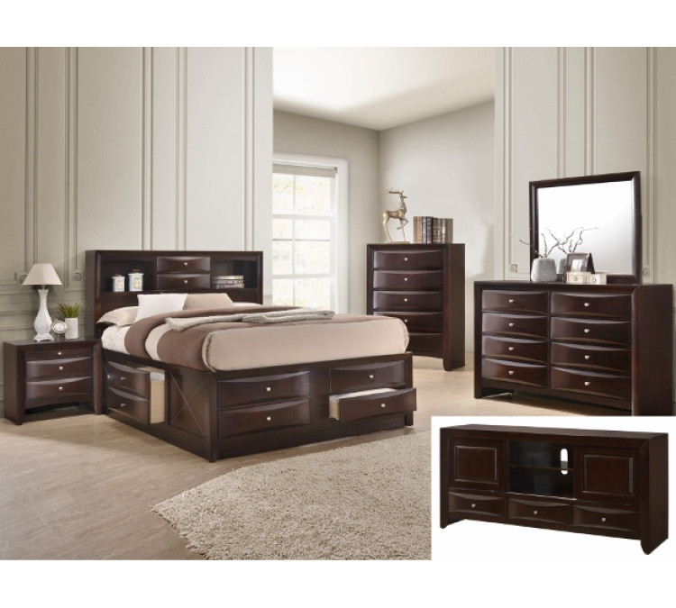 EMILY STORAGE BEDROOM - QUEEN / Dark Cherry