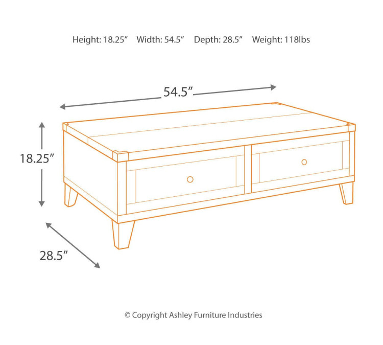 Todoe Coffee Table with Lift Top - Dark Gray