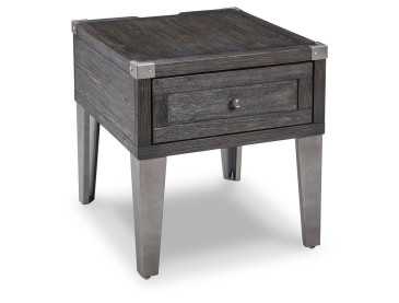 Todoe End Table with USB Ports & Outlets - Dark Gray
