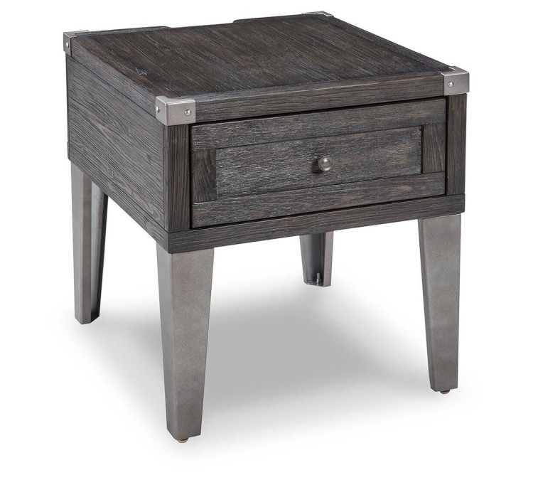 Todoe End Table with USB Ports & Outlets - Dark Gray