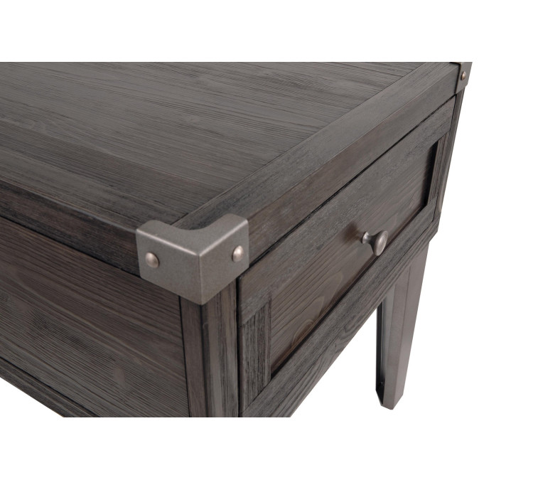 Todoe End Table with USB Ports & Outlets - Dark Gray