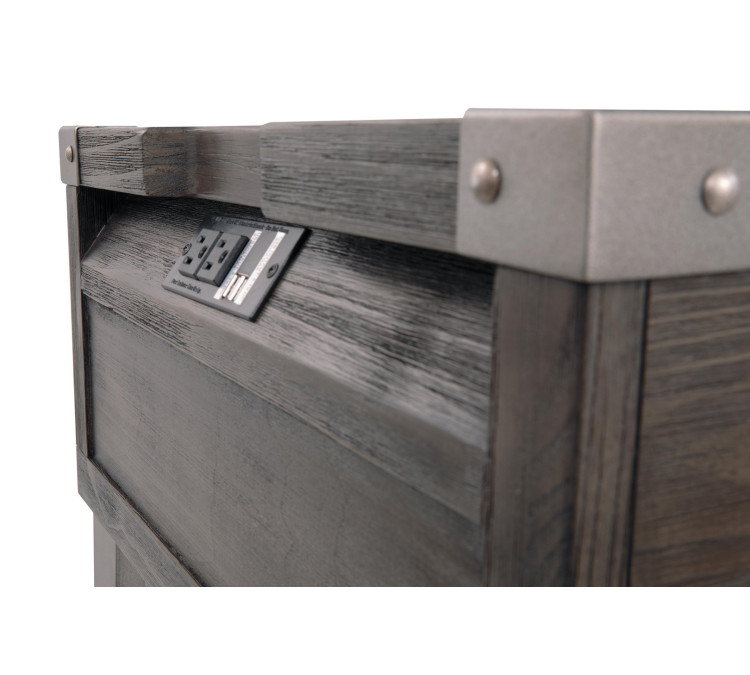 Todoe End Table with USB Ports & Outlets - Dark Gray