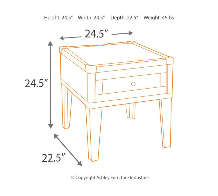 Todoe End Table with USB Ports & Outlets - Dark Gray