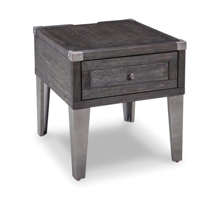 Todoe End Table with USB Ports & Outlets - Dark Gray