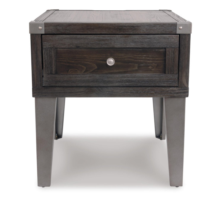 Todoe End Table with USB Ports & Outlets - Dark Gray