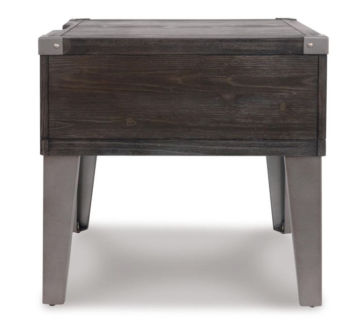 Todoe End Table with USB Ports & Outlets - Dark Gray