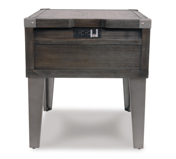 Todoe End Table with USB Ports & Outlets - Dark Gray