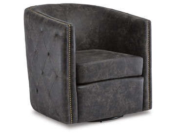 Brentlow Swivel Accent Chair - Distressed Black
