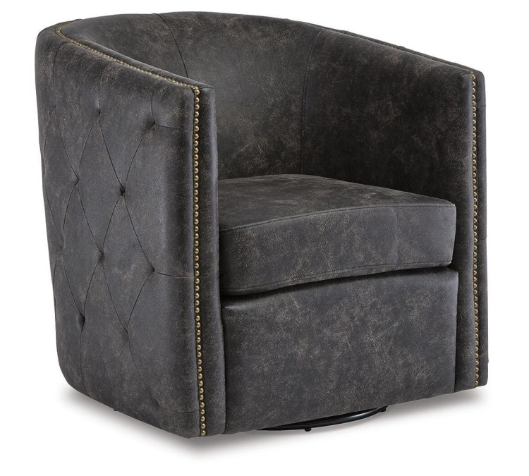 Brentlow Swivel Accent Chair - Distressed Black