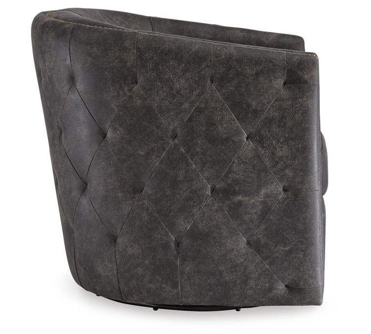 Brentlow Swivel Accent Chair - Distressed Black
