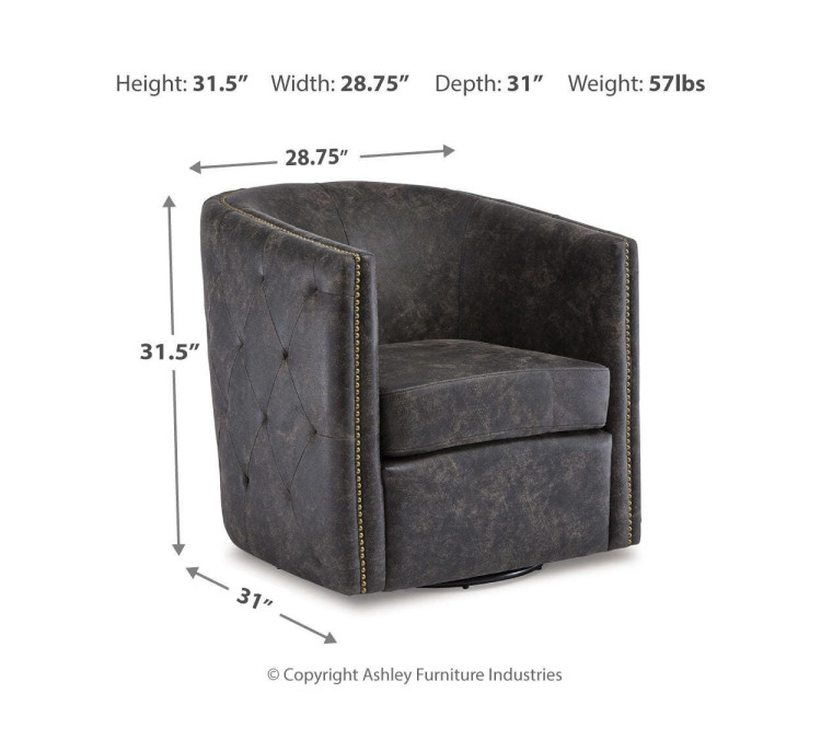 Brentlow Swivel Accent Chair - Distressed Black