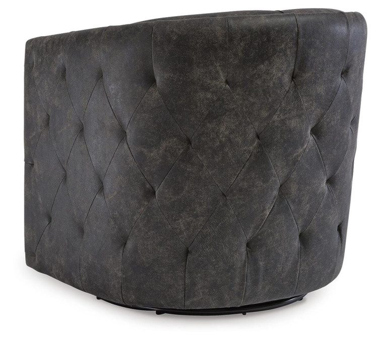 Brentlow Swivel Accent Chair - Distressed Black
