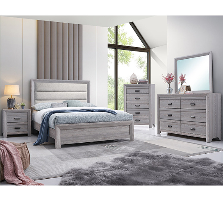 ADELAIDE UPHOLSTERED BEDROOM GROUP - QUEEN / Driftwood