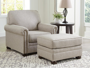 Gaelon Chair and Ottoman - Dune