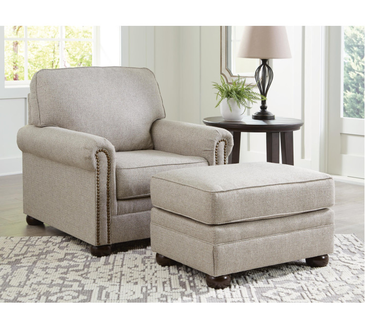 Gaelon Chair and Ottoman - Dune