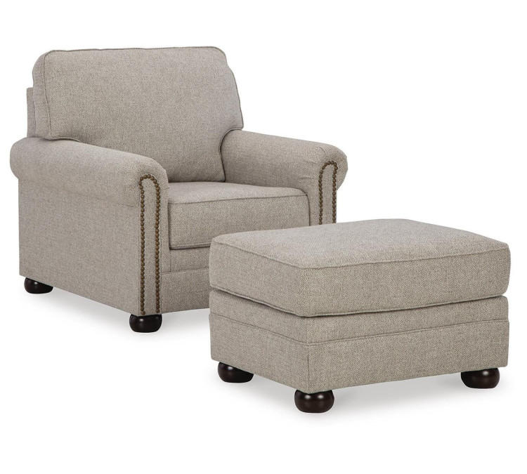 Gaelon Chair and Ottoman - Dune