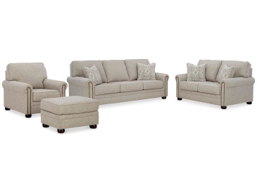 Gaelon Sofa, Loveseat, Chair and Ottoman - Dune