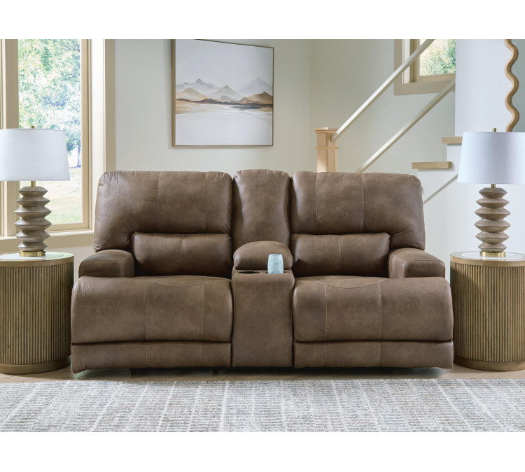 Time-Piece Power Reclining Loveseat with Console - Earth