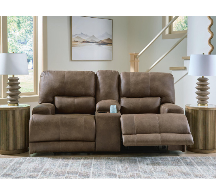 Time-Piece Power Reclining Loveseat with Console - Earth