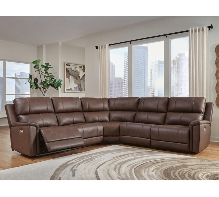 Beryton 5-Piece Power Reclining Sectional - Espresso