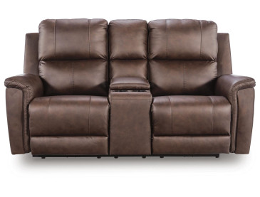 Beryton Power Reclining Loveseat with Console - Espresso