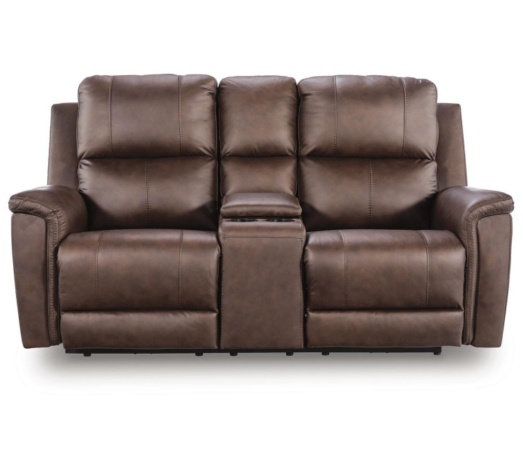 Beryton Power Reclining Loveseat with Console - Espresso
