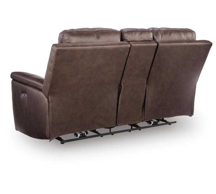 Beryton Power Reclining Loveseat with Console - Espresso