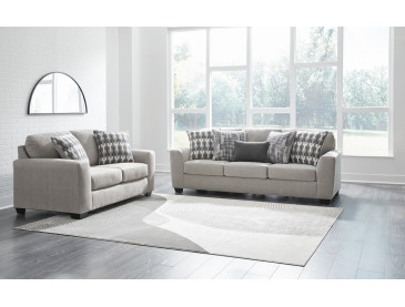 Avenal Park Sofa and Loveseat - Flannel
